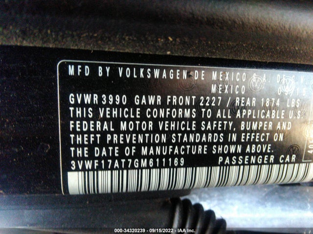 2016 Volkswagen Beetle, VIN: 3VWF17AT7GM611169