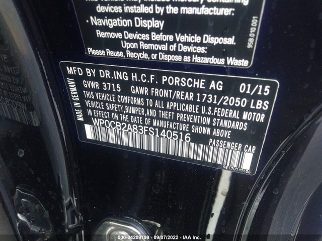 2015 Porsche Boxster, VIN: WP0CB2A83FS140516