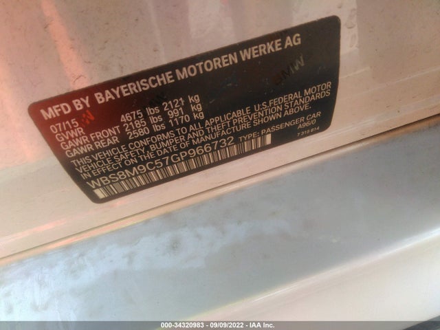 2016 BMW M3, VIN: WBS8M9C57GP966732