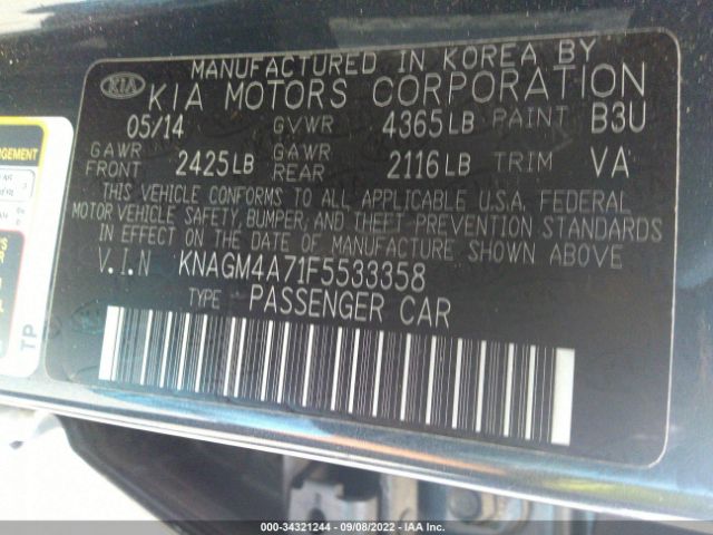 KNAGM4A71F5533358 KIA Optima Lx