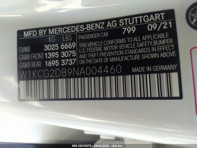 2022 Mercedes-Benz EQS, VIN: W1KCG2DB9NA004460