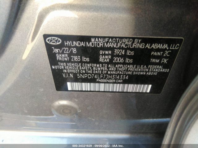 Hyundai ELANTRA SE 2018 5NPD74LF7JH314334 Image 10