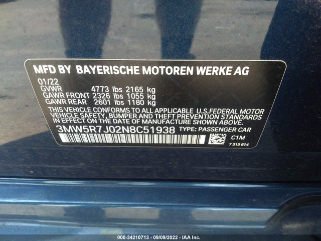 2022 BMW 3 Series, VIN: 3MW5R7J02N8C51938