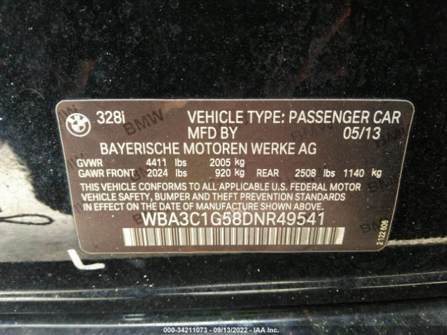 WBA3C1G58DNR49541 BMW 3 Series 328i