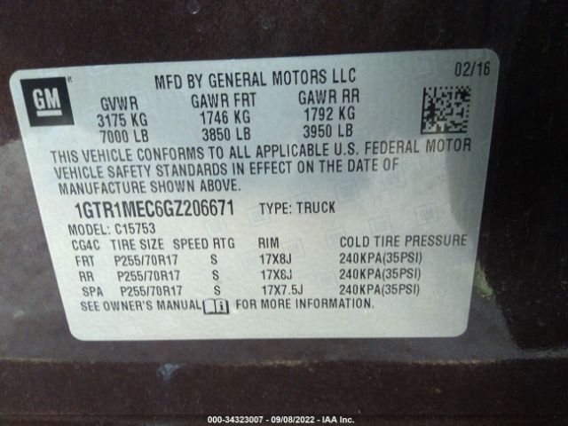 1GTR1MEC6GZ206671 GMC Sierra 1500 Sle