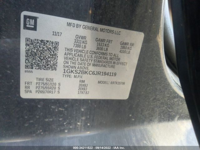 1GKS2BKC6JR194119 GMC YUKON SLT