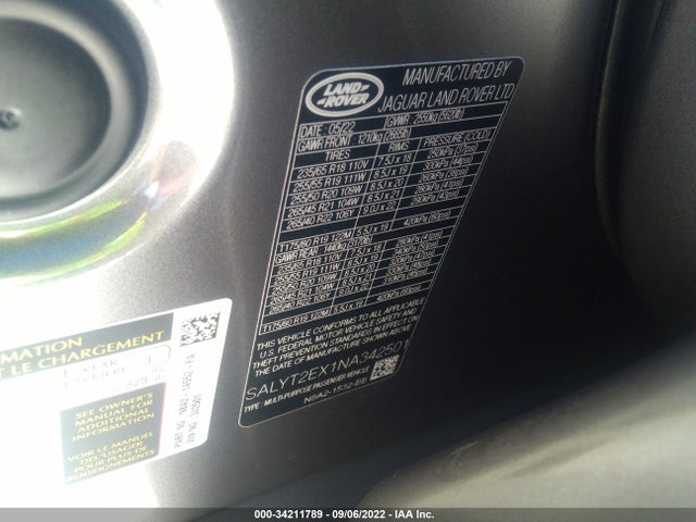 2022 Land Rover Range Rover Velar, VIN: SALYT2EX1NA342501