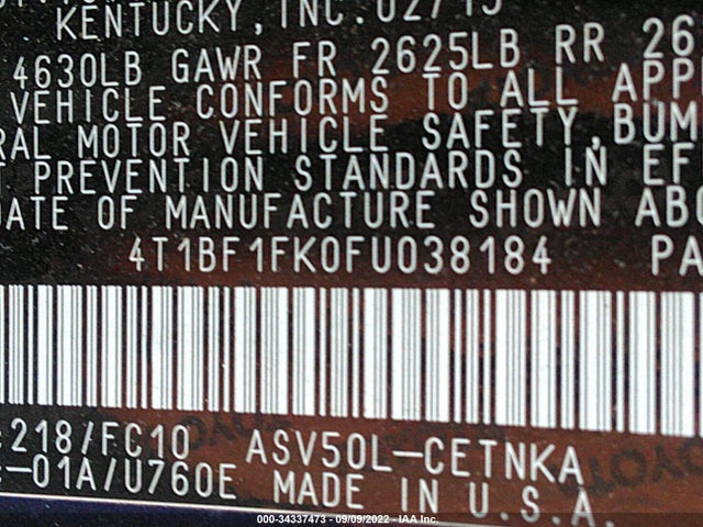 2015 Toyota Camry, VIN: 4T1BF1FK0FU038184