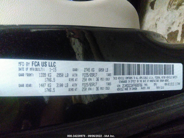 2015 Dodge Grand Caravan, VIN: 2C4RDGCGXFR689766