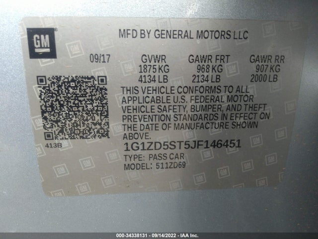 Chevrolet MALIBU LT 2018 1G1ZD5ST5JF146451 Image 11