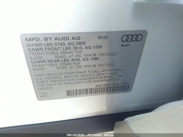 2022 Audi SQ5, VIN: WA1B4AFY5N2118521