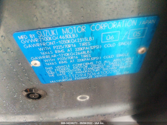 JS3TD943064100290 Suzuki Grand Vitara