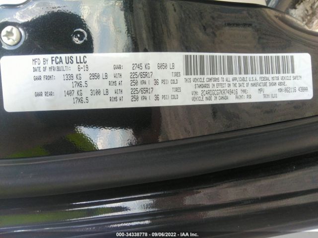 2C4RDGCG7KR749416 Dodge Grand Caravan Sxt