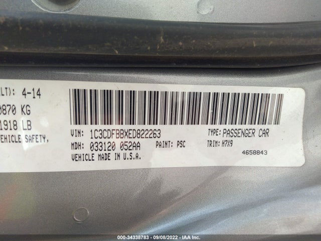 2014 Dodge Dart, VIN: 1C3CDFBBXED822263