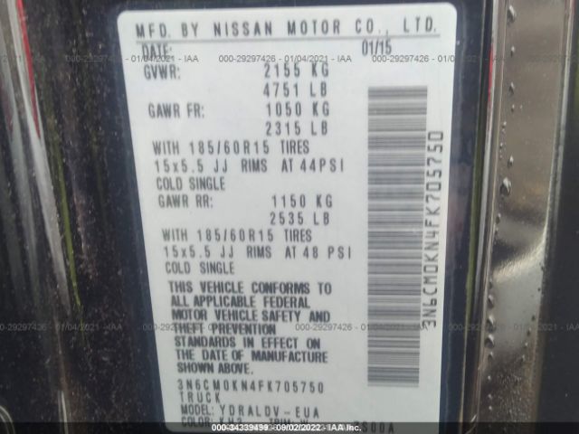 3N6CM0KN4FK705750 Nissan Nv200 S/sv