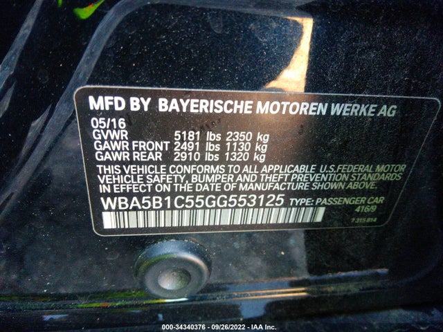 BMW 5 Series 535i 2016 WBA5B1C55GG553125 Image 9