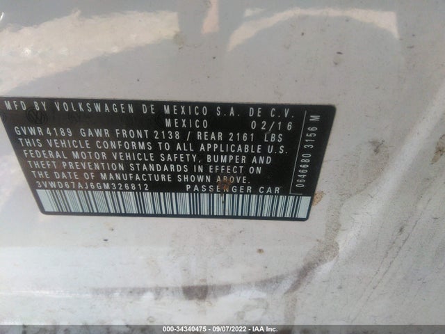 3VWD67AJ6GM326812 Volkswagen Jetta Sedan 1.4t Se W/connectivity