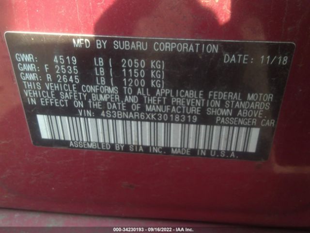 4S3BNAR6XK3018319 Subaru Legacy Sport