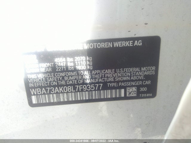 2020 BMW 2 Series, VIN: WBA73AK08L7F93577