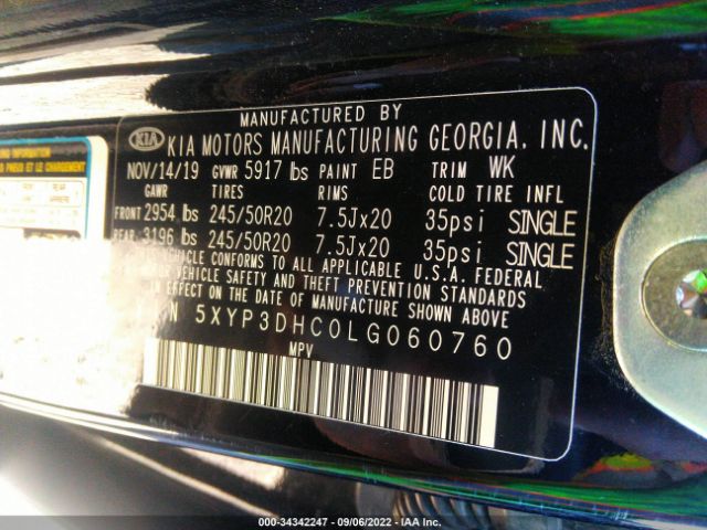 5XYP3DHC0LG060760 KIA Telluride Ex