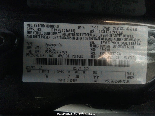2016 Ford C-Max, VIN: 1FADP5CU6GL118514