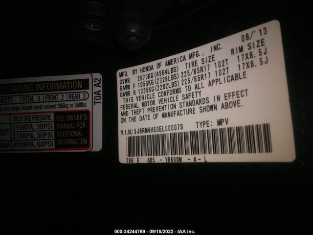 Honda CR-V EX 2014 5J6RM4H50EL000079 Image 10