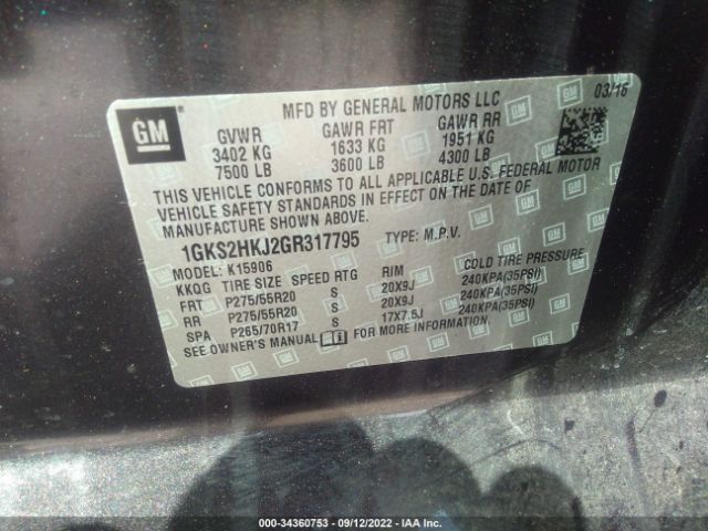 1GKS2HKJ2GR317795 GMC YUKON XL DENALI