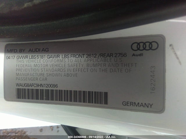 2017 Audi A6, VIN: WAUG8AFC9HN120096