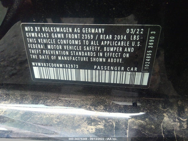 2022 Volkswagen Golf GTI, VIN: WVW987CD0NW182973