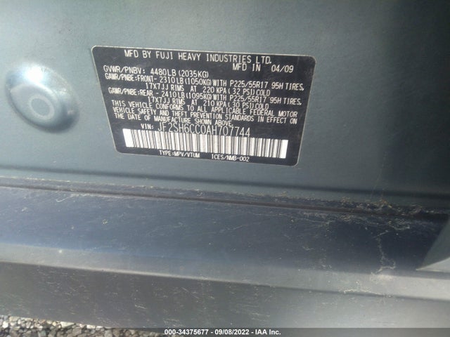 2010 SUBARU FORESTER 2.5X PREMIUM VIN: JF2SH6CC0AH707744
