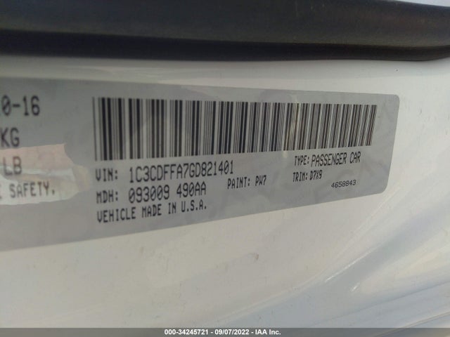 2016 Dodge Dart, VIN: 1C3CDFFA7GD821401