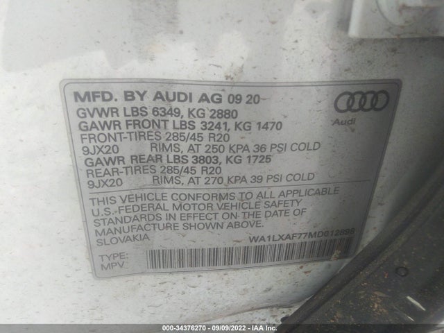 Audi Q7 Premium Plus 2021 WA1LXAF77MD012898 Image 9
