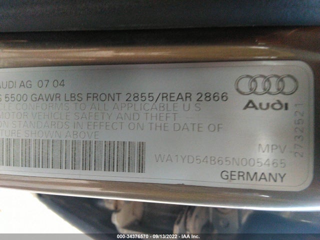 Audi Allroad 2005 WA1YD54B65N005465 Image 10