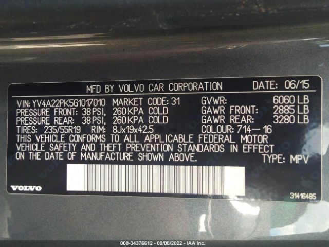 YV4A22PK5G1017010 Volvo Xc90 T6 Momentum