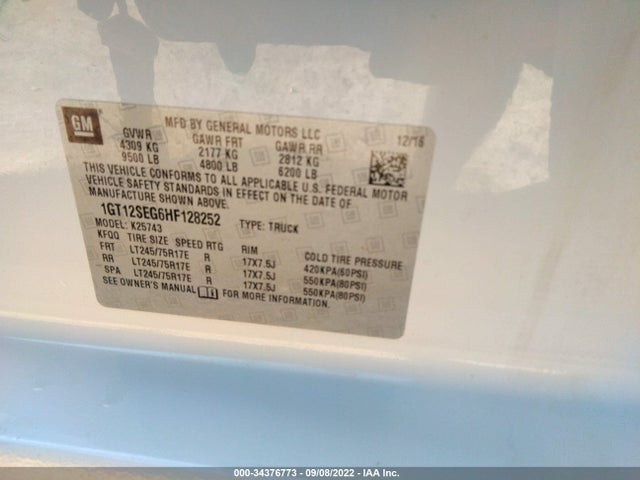 GMC Sierra 2500hd Sle 2017 1GT12SEG6HF128252 Image 9
