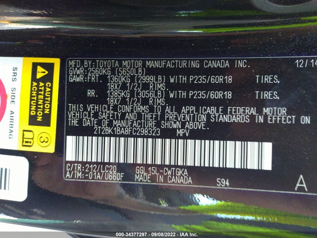 Lexus RX 350 2015 2T2BK1BA8FC298323 Image 10