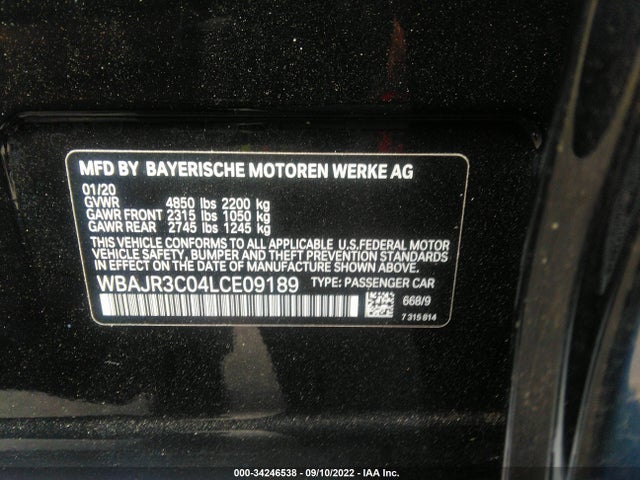 2020 BMW 5 Series, VIN: WBAJR3C04LCE09189