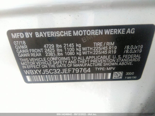 2018 BMW X2, VIN: WBXYJ5C32JEF79764