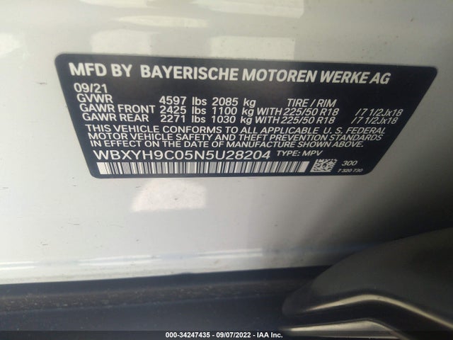 2022 BMW X2, VIN: WBXYH9C05N5U28204