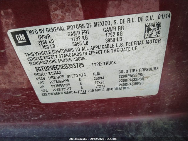 GMC Sierra 1500 Slt 2014 3GTU2VEC5EG353705 Image 9