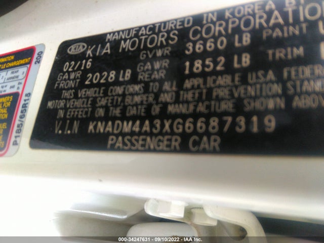 2016 Kia Rio, VIN: KNADM4A3XG6687319