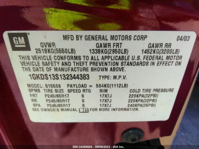 1GKDS13S132344383 GMC Envoy Sle