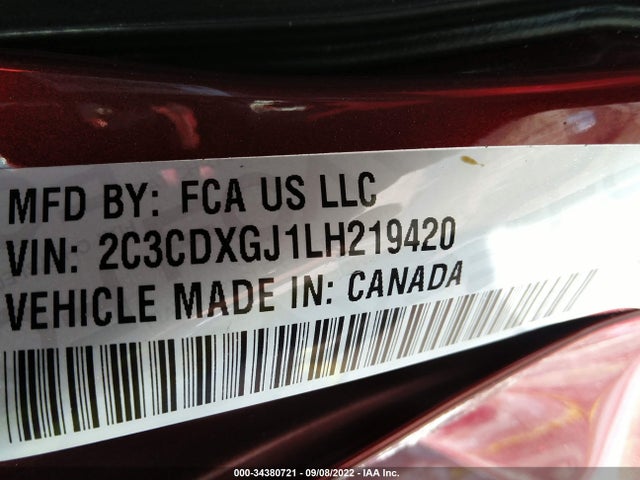2020 DODGE CHARGER SCAT PACK VIN: 2C3CDXGJ1LH219420
