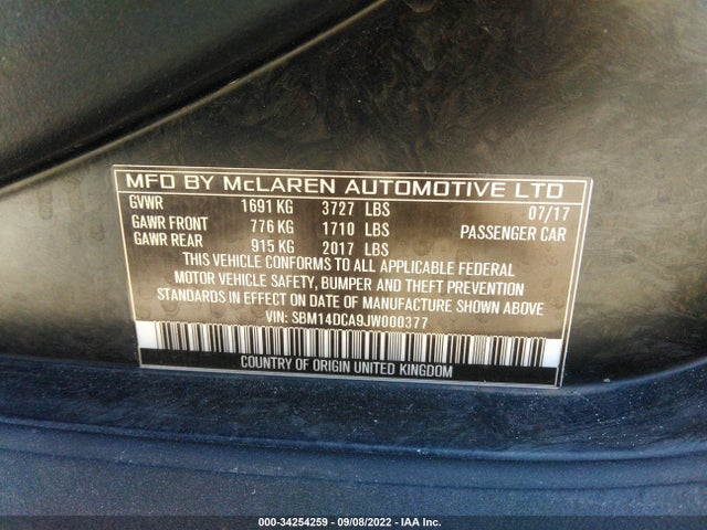 2018 McLaren 720S, VIN: SBM14DCA9JW000377