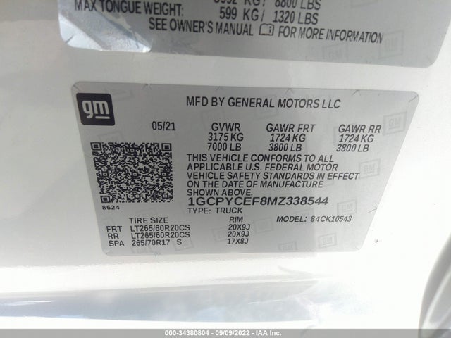 Chevrolet Silverado 1500 Custom Trail Boss 2021 1GCPYCEF8MZ338544 Image 9