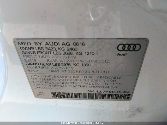 Audi Q5 Premium Plus 2017 WA1L2AFP1HA015494 Image 9