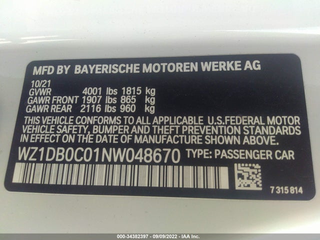 2022 Toyota Supra, VIN: WZ1DB0C01NW048670