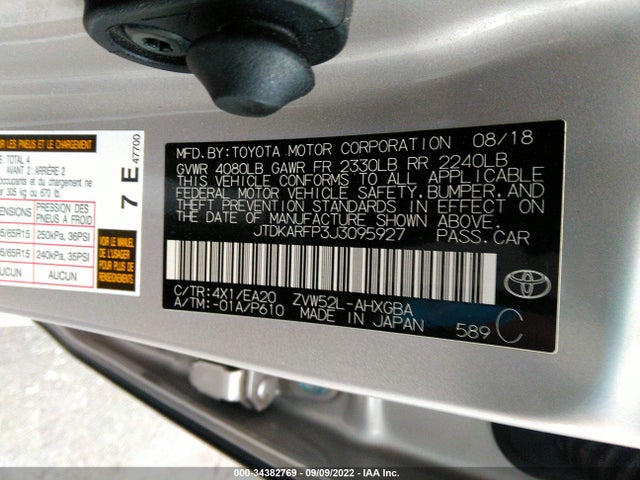 2018 Toyota Prius, VIN: JTDKARFP3J3095927