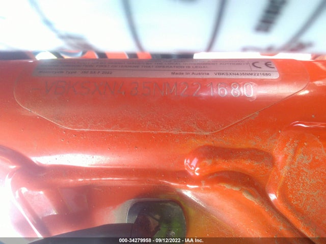 2022 KTM 350 SX-F VIN: VBKSXN435NM221680