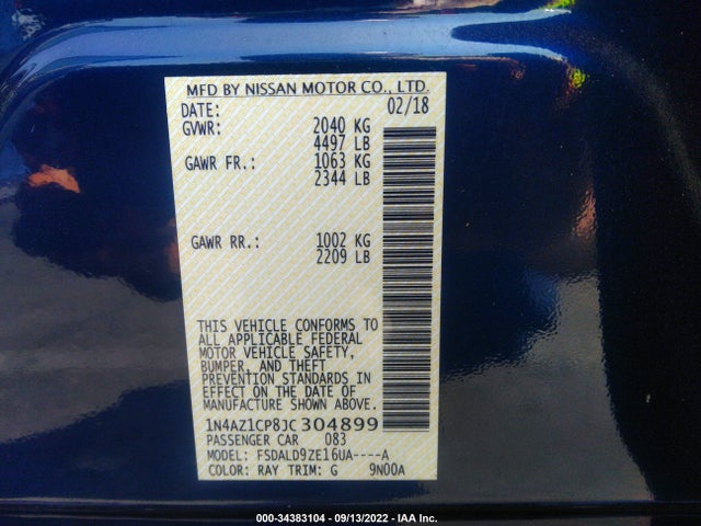 2018 Nissan Leaf, VIN: 1N4AZ1CP8JC304899